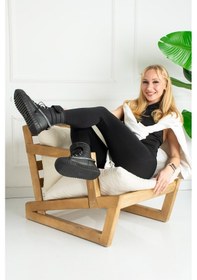 Resim Günlük Kadın Bot Kaymaz Kalın Taban Cırtlı Oval Burun Kürklü Astarlı Rahat Hafif Kar Botu 920 Twingo Siyah - Gri 