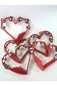 Resim Hobigram Kırmızı Kalp Desenli Kına Gecesi Zilli Tef 5 Adet – Kına Eğlence Aksesuarı 