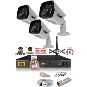 Resim Ids - 3 Kameralı 5 Mp Sony Lensli 1080P Full HD Güvenlik Kamerası Sistemi - Hard Disksiz 