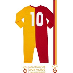 Resim Galatasaray Lisanslı Uzun Kol Sarı Kırmızı Bebek Tulum Aslan Baskılı Ahşap Kutulu Sarı - Kırmızı 