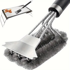 Resim 1 adet Barbekü Fırçası, Barbekü Üçlü Sünger, BBQ Temizleme Fırçası, Tel Kıllar Fırça Temizleyici, Barbekü Izgara Fırçası ve Kazıyıcı, Barbekü Araçları, Açık Hava Izgara Aksesuarları, Temizlik Araçları, Mutfak Aksesuarları 