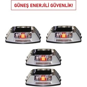 Resim 11921 Slk Solar Yol Butonu Güneş Enerjili, Alüminyum Gövde, 3+3 Led Flaşör, Ip65 Koruma 