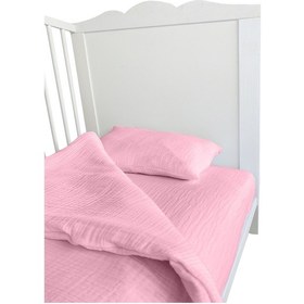 Resim 4 Katlı Müslin Bebek Nevresim Takımı Uyku Seti %100pamuk Pembe 