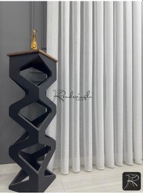 Resim Tül Perde Düz Keten Floşlu Ultra Gramaj Serafina Desen Ekru 