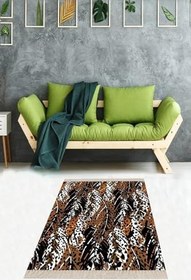 Resim On The Clouds Leopar Desenli Dijital Baskı Yıkanabilir Kaymaz Taban Modern Salon Halısı ve Yolluk Tüylü Leopar MEG1398TL, 100 x 300 