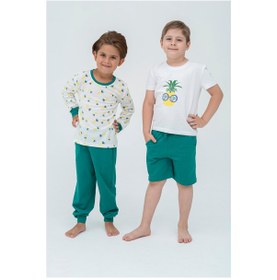 Resim For You Kids 4 Lü Ananas Desen Yeşil Pijama Takımı Yeşil|3-4 Yaş 