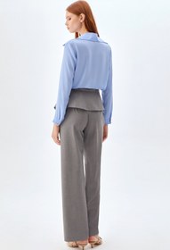 Resim Geniş Kumaş Kemerli Leg Fit Pantolon GRİ - 40 / Gri 