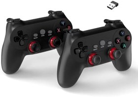 Resim Coverzone Çift Josystick 2.4G Kablosuz Oyun Kolu PC Uyumlu Pilli Joystick Wireless GamePad USB Dongle Bağlantı Kaymaz Tasarım 0019 Siyah (0019 - Çiftli Siyah) 