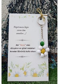 Resim 10 Adet Papatya Temalı Anneler Günü Papatya Anahtarlık- Anneler 