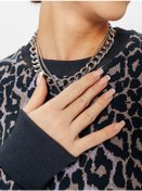 Resim Selteks Leopar Desenli Şık Büyük Beden Sweatshirt 297518844 Gri 