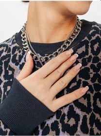 Resim Selteks Leopar Desenli Şık Büyük Beden Sweatshirt 297518844 Gri 