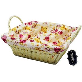 Resim Hasırlı Bezli Ekmek Sepeti Kare Renkli Royaleks-8823 Beyaz 