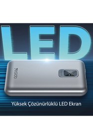 Resim YESIDO 10.000 mAh 22.5W Dijital Göstergeli USB3.0 PD Hızlı Şarj Powerbank 