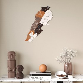 Resim Lübnan Haritası Ahşap Duvar Dekoru - UV Baskılı Çok Katmanlı Tasarım - 130x103 cm / Soil 