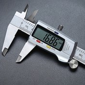 Resim 1 adet 6 İnç Dijital Kumpas LCD Dijital Ekran Paslanmaz Çelik Metal Kumpas 150mm Metal Elektronik Verniyer Kumpas Mikrometre Ölçüm Aracı 