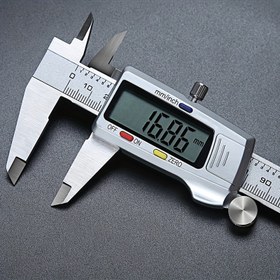 Resim 1 adet 6 İnç Dijital Kumpas LCD Dijital Ekran Paslanmaz Çelik Metal Kumpas 150mm Metal Elektronik Verniyer Kumpas Mikrometre Ölçüm Aracı 