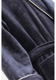 Resim Kadife Şalyaka Bornoz Pamuklu Cepli Biyeli Kemerli Unisex Bornoz 001 