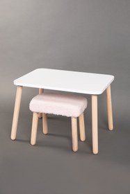 Resim POFİTTO Yaz-sil Yüzey Çocuk Masası - Aktivite Masası - Çocuk Çalışma Masası Takımı 1 Adet Puflu Tabureli 