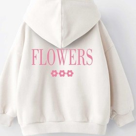 Resim Kız Çocuk Lifes Garden Baskılı Kapüşonlu Manşetli Sweatshirt Krem 