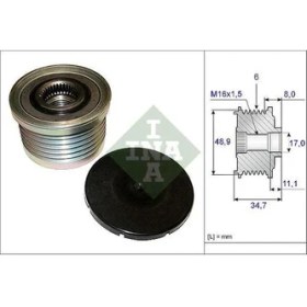 Resim Ina 535008810 Alternator Rulmanı 6 Kanal Dıs Cap 53.5mm- Ic Cap 17MM Laguna Iı 1.9dcı 