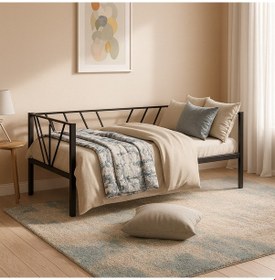 Resim Alchera Daybed Tek Kişilik Sedir Metal Karyola Siyah 