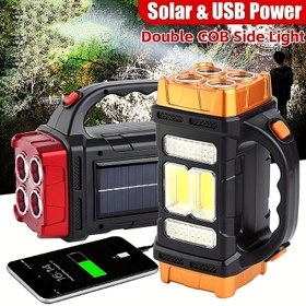 Resim 1500mAh Taşınabilir Güneş El Feneri USB Şarj ile - Su Geçirmez, Çift COB Yan Işık, Kamp, Balıkçılık ve Acil Durum Kullanımı için İdeal, Kamp Ekipmanları | Dayanıklı Yapı | Su Geçirmez El Feneri 