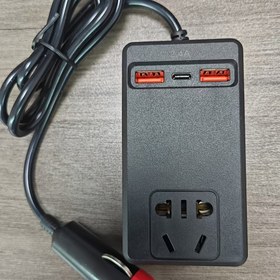 Resim Taşınabilir Araba Elektronik Şarj Cihazı USB Araba İnvertör Dönüştürücü Fiş 12V24V'den 110V-220V Güç Çıkışı Evrensel Araç Modeli Küçük İnvertör 