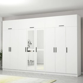 Resim Minar Kale 8 Kapaklı 2 Aynalı 4 Çekmeceli Dolap ve Yüklük Beyaz 190 cm 