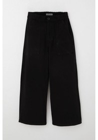 Resim Breeze Kız Çocuk Gabardin Pantolon Geniş Paça Beli Lastikli 5-9 Yaş, Siyah Siyah 
