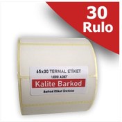 Resim 65x30 Termal Etiket | 30 Rulo Barkod Etiketi 
