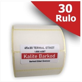 Resim 65x30 Termal Etiket | 30 Rulo Barkod Etiketi 