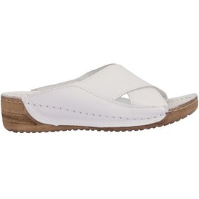 Resim Napa Shoes Ortopedik Konforlu Çapraz Bantlı Kadın Terlik Napa-312 Beyaz 