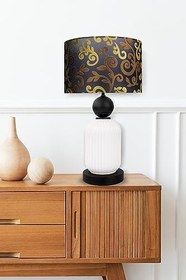 Resim MİNİMAL E-TİCARET & BİLGİ TEKNOLOJİLERİ Lotus Opal Black - White Cam Abajur 