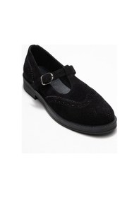 Resim Luvishoes Luvi Shoes Janney Siyah Süet Hakiki Deri Bantlı Kadın Loafer Ayakkabı SIYAH SUET 