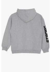 Resim Breeze Erkek Çocuk Sweatshirt Kapüşonlu Cepli 8-14 Yaş, Açık Gri Melanj 