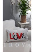 Resim TROYA Sevgililer Günü Desenli Berjer Yastık Kırlent Kılıfı Pillow 