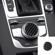 Resim Karbon Fiber Merkezi Kontrol Düğmesi Dekoratif Çıkartma Araba Aksesuarları for AUDI A3 A4L 2014-2019 için 