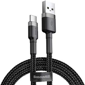 Resim Baseus Cafule Serisi, Şarj & Data Aktarım Kablosu, Gri - Siyah, 0.5 m, 3 A, USB Kablo,USB Type A & USB Type C 