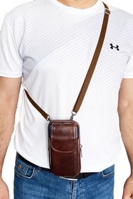 Resim Lederax Hakiki Deri Telefon Bölmeli Bel Ve Göğüs Çantası 