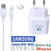 Resim EXENAR Samsung Galaxy M30 - M30S Uyumlu Şarj Cihazı ve Kablo HIZLI Şarj 