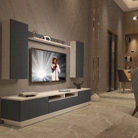 Resim Decoraktiv Trendstyle 5220DS Mdf Tv Ünitesi Tv Sehpası Beyaz Antrasit 