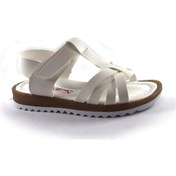 Resim Şirin Bebe Beyaz Kız Çocuk Sandalet Ayakkabı 