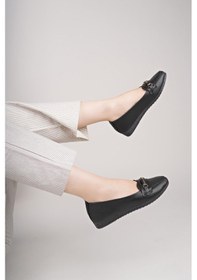 Resim Nesilshoes Nesil Shoes Mhd 62 Siyah Taşlı Günlük Kadın Babet 
