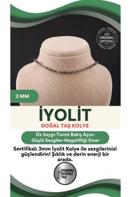 Resim OSMANLI DEĞERLİ TAŞ Sertifikalı Iyolit Taşı Kolye 3 Mm 