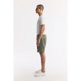 Resim AVVA Erkek Haki Beli Lastikli %100 Keten Relaxed Fit Şort B003732 