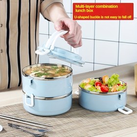 Resim Lunch Box, Çok Katmanlı Büyük Kapasiteli Gıda Sınıfı Paslanmaz Çelik Bento Kutusu, Ofis Çalışanları ve Öğrenciler İçin Uygun. 