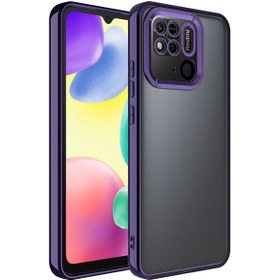 Resim Fibaks Xiaomi Redmi 10c Kılıf Kamera Lens Korumalı Şeffaf Renkli Logo Gösteren Parlak Kapak 