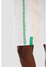Resim Benetton Home Banyo Peştemal Havlu Çizgili Yeşil Bej Gri %100 Pamuk 80x165 Cm Çok Renkli 