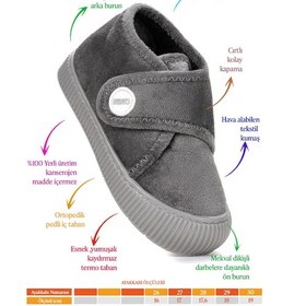 Resim Kiko Kids Petri Günlük Kız Çocuk Ev Okul Kreş Panduf Gri Gri 
