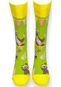 Resim Me-vo Tekli Yeşil Renkli Erkek - Kadın Unisex Esnek Nem Alabilen Pamuklu Koala Desenli Soket Çorap Yeşil 
